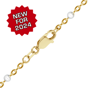Finished Cable Necklace with White Enamel Beads in 14K Gold-Filled