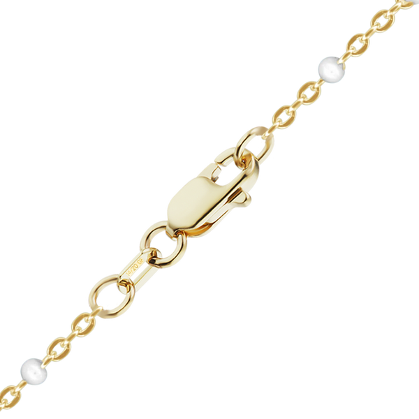 Finished Cable Anklet with White Enamel Beads in 14K Gold-Filled