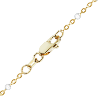 Finished Cable Bracelet with White Enamel Beads in 14K Gold-Filled