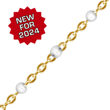 Load image into Gallery viewer, Bulk / Spooled Cable Chain with White Enamel Beads in 14K Gold-Filled (1.20 mm)
