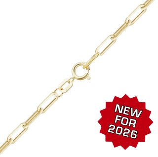 Finished Elongated Flat Cable Chain in 14K Yellow Gold