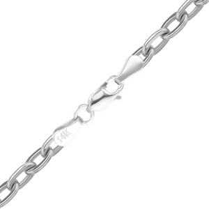 Flat Christopher St. Cable Anklet in 14K White Gold