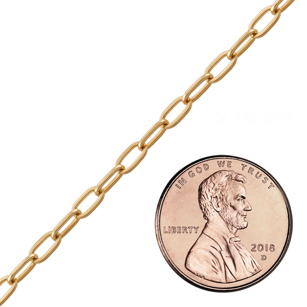 Bulk / Spooled Elongated Flat Cable Chain in 14K Yellow Gold (1.30 mm - 2.70 mm)