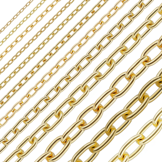 Bulk / Spooled Elongated Cable Chain in 14K & 18K Yellow Gold (0.85 mm - 5.90 mm)