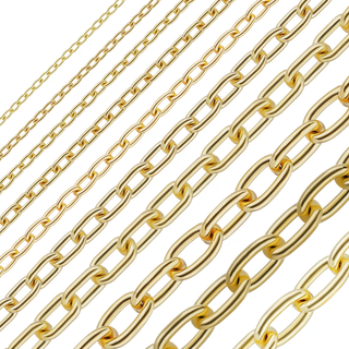 Bulk / Spooled Elongated Cable Chain in 14K & 18K Yellow Gold (1.00 mm - 5.90 mm)