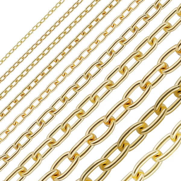 Bulk / Spooled Elongated Cable Chain in 14K & 18K Yellow Gold (1.00 mm - 5.90 mm)