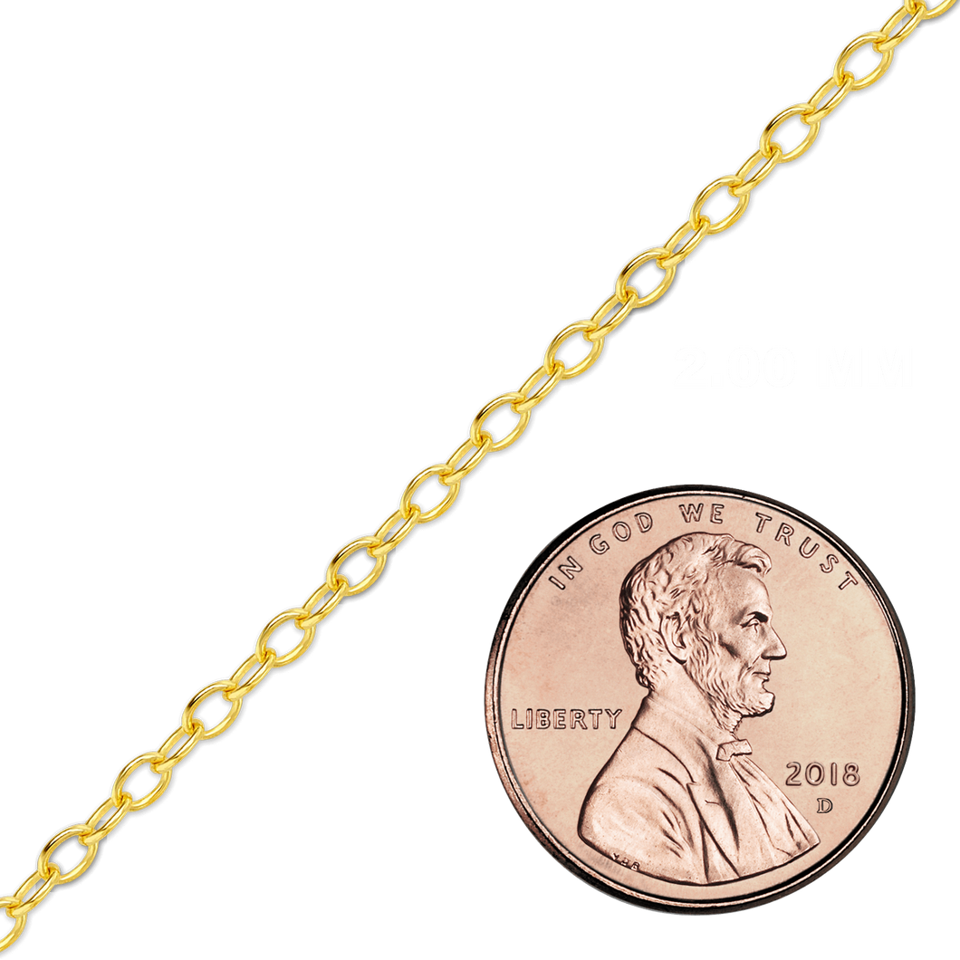 Bulk / Spooled Elongated Cable Chain in Brass (2.00 mm)