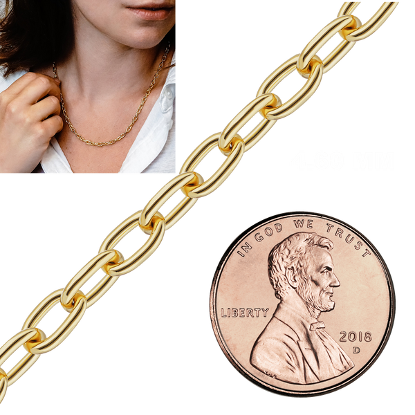Bulk / Spooled Elongated Cable Chain in 14K & 18K Yellow Gold (1.00 mm - 5.90 mm)