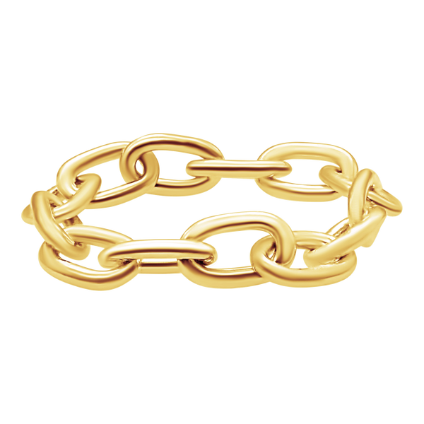 Houston St. Semi-Solid Cable Chain Ring in 14K Yellow Gold