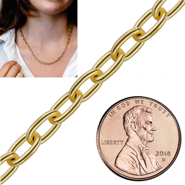 Bulk / Spooled Elongated Cable Chain in 14K & 18K Yellow Gold (1.00 mm - 5.90 mm)