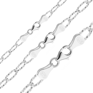 Elizabeth St. Elongated Textured Cable Chain Necklace in Sterling Silver