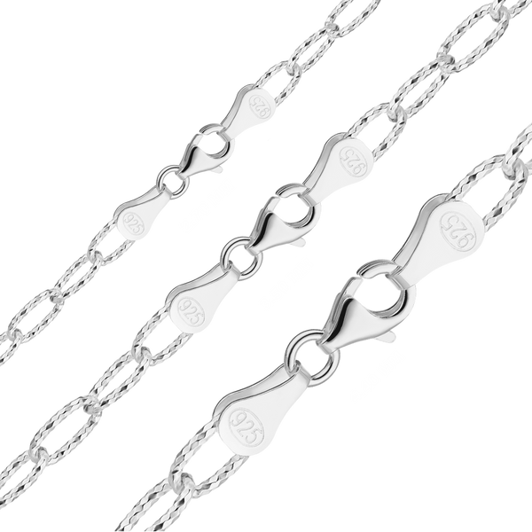 Elizabeth St. Elongated Textured Cable Chain Necklace in Sterling Silver