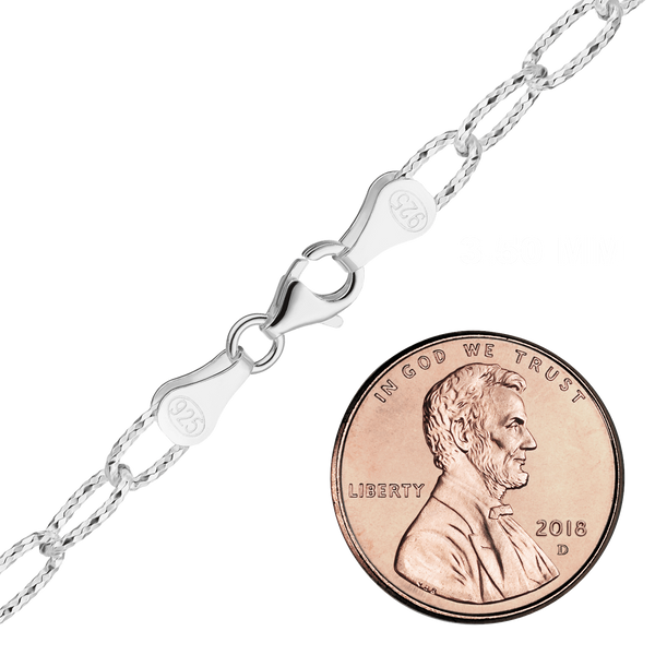 Elizabeth St. Elongated Textured Cable Chain Necklace in Sterling Silver