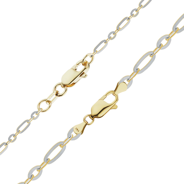 FiDi Figaro Cable Anklet in 14K Two Tone Gold