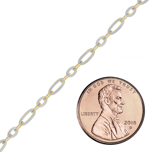 Bulk / Spooled Diamond Cut Cable Figaro Chain in 14K Two Tone Gold (1.60 mm - 2.50 mm)