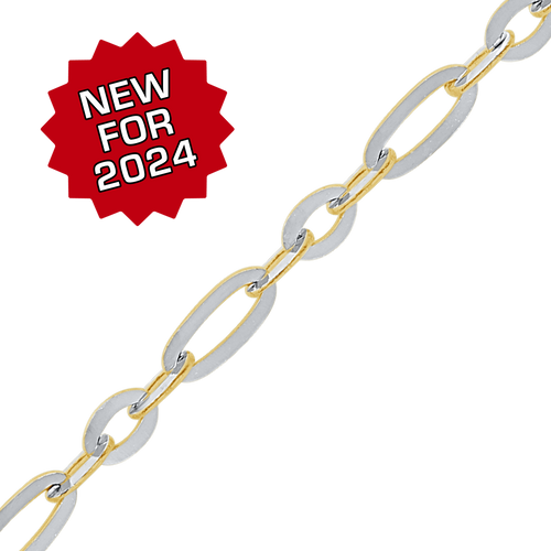 Bulk / Spooled Diamond Cut Cable Figaro Chain in 14K Two Tone Gold (1.60 mm - 2.50 mm)