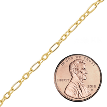 Load image into Gallery viewer, Bulk / Spooled Round Figaro Cable Chain in 14K Yellow Gold (1.60 mm - 2.50 mm)
