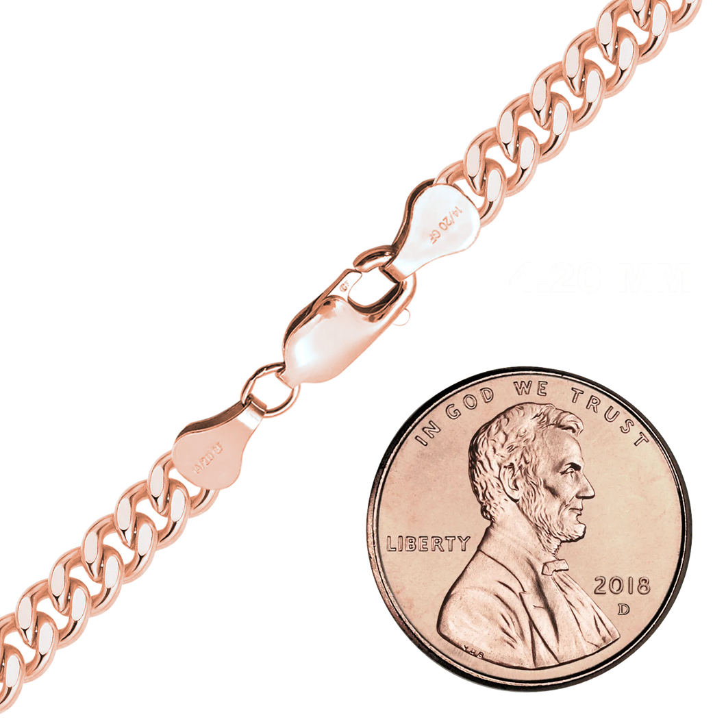 Finished Heavy Flat Curb Anklet in 14K Rose Gold-Filled