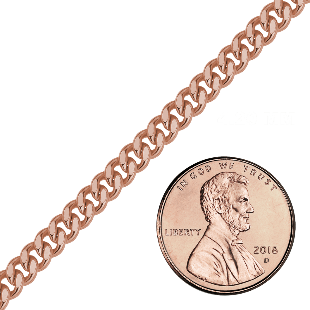 Bulk / Spooled Heavy Flat Curb Chain in 14K Rose Gold-Filled (4.20 mm - 5.80 mm)