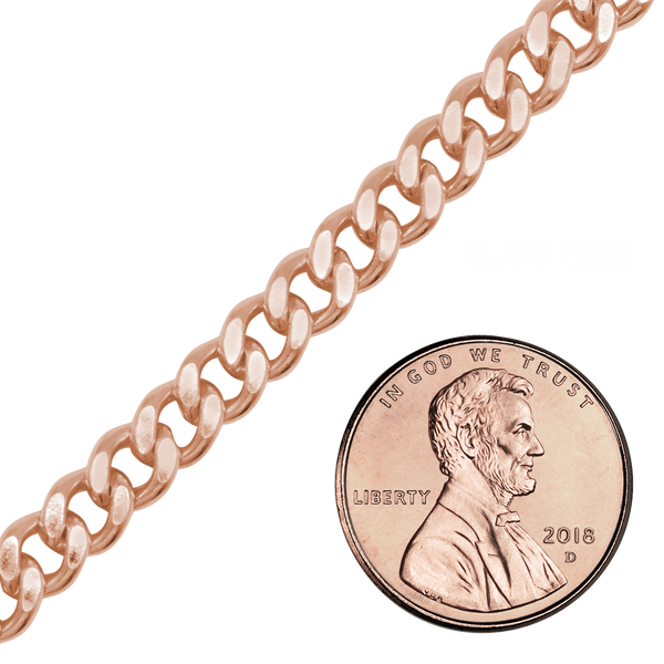 Bulk / Spooled Heavy Flat Curb Chain in 14K Rose Gold-Filled (4.20 mm - 5.80 mm)