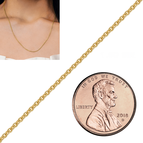 Bulk / Spooled Heavy Round Semi-Solid Cable Chain in 14K Yellow Gold (1.05 mm - 3.80 mm)