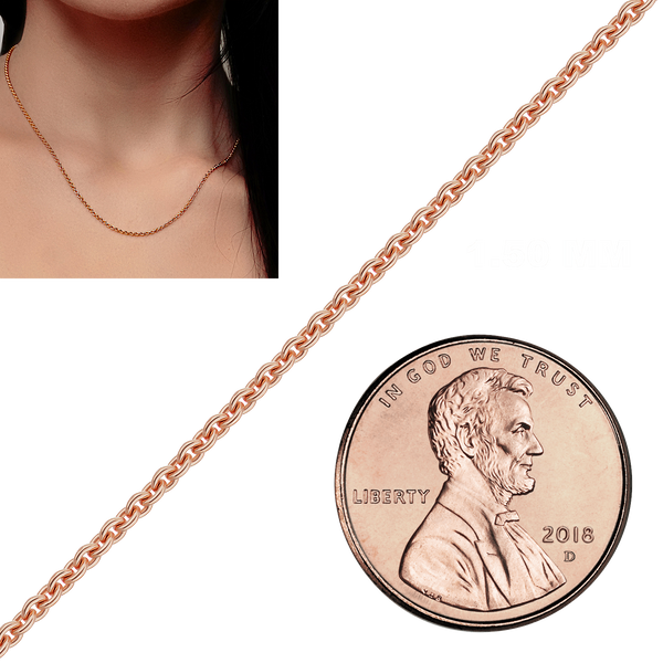 Bulk / Spooled Heavy Round Cable Chain in 14K & 18K Rose Gold (0.70 mm - 3.00 mm)