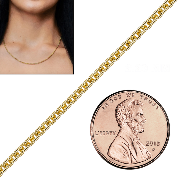 Bulk / Spooled Heavy Round Semi-Solid Cable Chain in 14K Yellow Gold (1.05 mm - 3.80 mm)