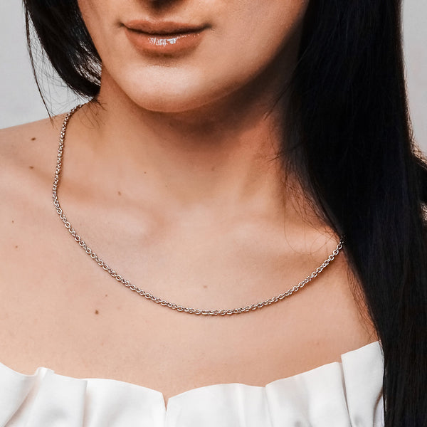 Chelsea Cable Necklace in 14K White Gold