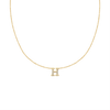 Hanging Initial Necklace with Diamonds in 14K Yellow Gold