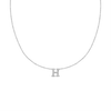 Hanging Initial Necklace with Diamonds in 14K White Gold