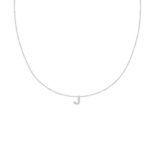 Hanging Initial Necklace with Diamonds in 14K White Gold
