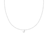 Hanging Initial Necklace with Diamonds in 14K White Gold