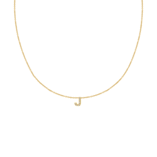 Hanging Initial Necklace with Natural Diamonds in 14K Gold (18" Chain)