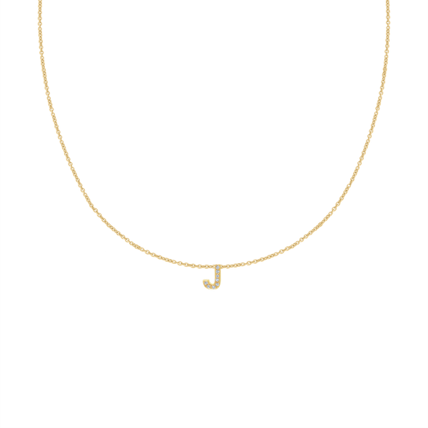 Hanging Initial Necklace with Lab Grown Diamonds in 14K Gold (18" Chain)