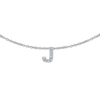 Hanging Initial Necklace with Diamonds in 14K White Gold