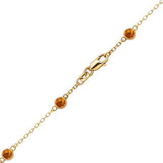 Finished Diamond by the Yard Cable Chain Anklet in 14K Yellow Gold with Citrine Stones