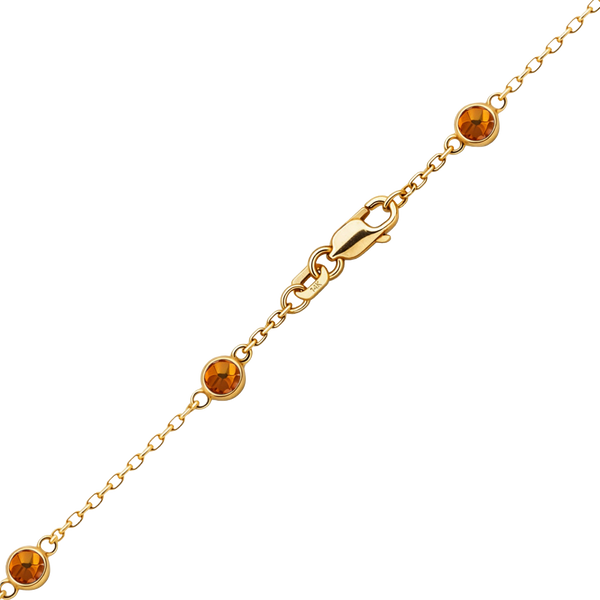 Finished Diamond by the Yard Cable Chain Bracelet in 14K Yellow Gold with Citrine Stones