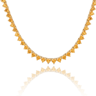 Tennis Necklace with Citrine Stones (November Birthstones) in 18K Gold (1.75 mm - 4.0 mm)