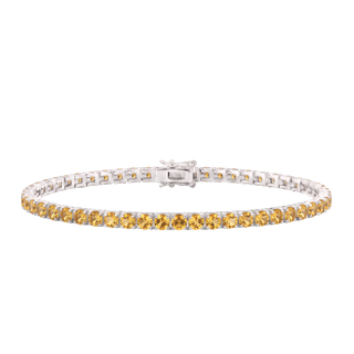 Tennis Bracelet with Citrine Colored CZ in Sterling Silver (2 mm - 4 mm)