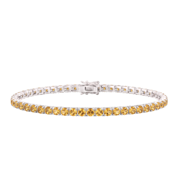 Tennis Bracelet with Citrine Colored CZ in Sterling Silver (2 mm - 4 mm)