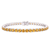 Tennis Bracelet with Citrine Colored CZ in Sterling Silver (2 mm - 4 mm)