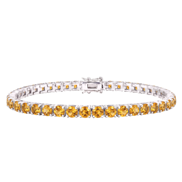 Tennis Bracelet with Citrine Colored CZ in Sterling Silver (2 mm - 4 mm)