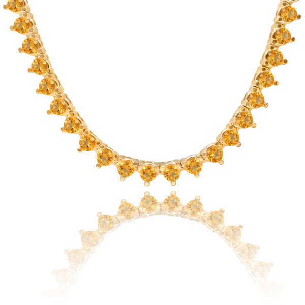 Tennis Necklace with Citrine Stones (November Birthstones) in 14K Gold (1.75 mm - 4.0 mm)