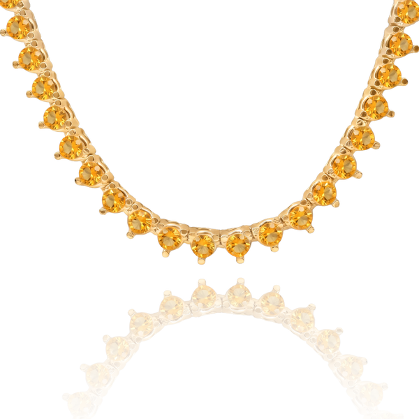 Tennis Necklace with Citrine Stones (November Birthstones) in 14K Gold (1.75 mm - 4.0 mm)
