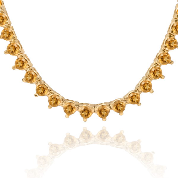 Tennis Necklace with Citrine Stones (November Birthstones) in 14K Gold (1.75 mm - 4.0 mm)