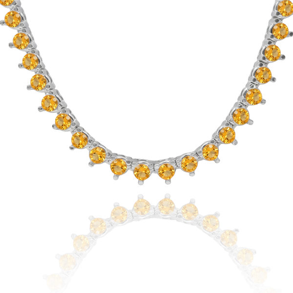 Tennis Necklace with Citrine Stones (November Birthstones) in 14K Gold (1.75 mm - 4.0 mm)