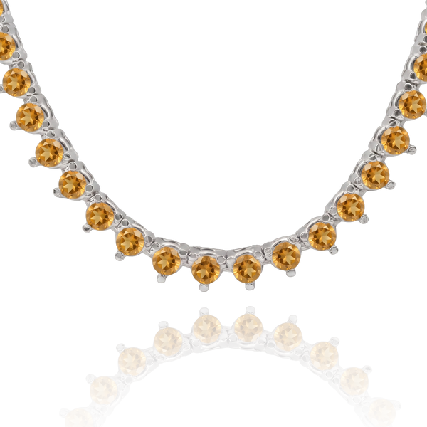 Tennis Necklace with Citrine Stones (November Birthstones) in 14K Gold (1.75 mm - 4.0 mm)