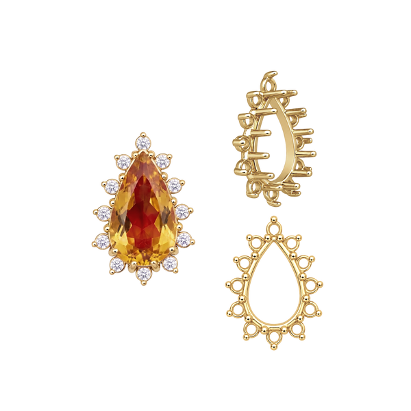 ITI NYC 12 Stone Pear Shape Cluster Tops (6.00 x 4.00 mm - 20.00 x 12.00 mm)