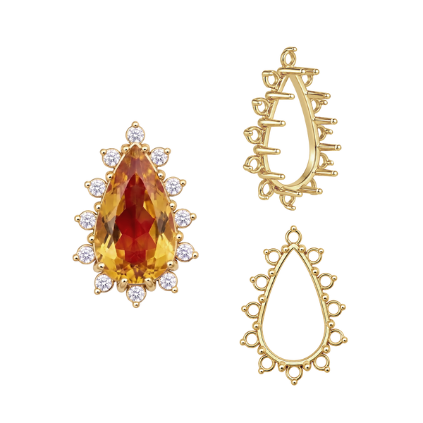 ITI NYC 12 Stone Pear Shape Cluster Tops (6.00 x 4.00 mm - 20.00 x 12.00 mm)
