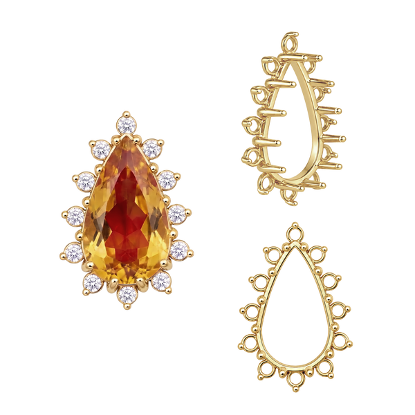 ITI NYC 12 Stone Pear Shape Cluster Tops (6.00 x 4.00 mm - 20.00 x 12.00 mm)